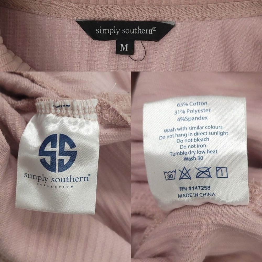 Simply Southern Velour Corduroy Pink Mauve Pullover Top Womens M Long Sleeve - Picture 7 of 16